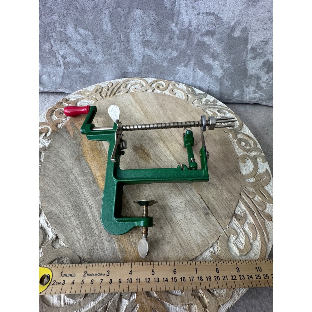Vintage Style Green Cast‎ Metal Hand Crank Apple Peeler Corer Slicer Table Clamp